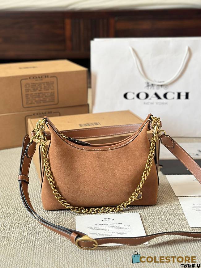 Colestore Coach Juliet Shoulder Bag Suede Brown 25 x 15 cm - 1