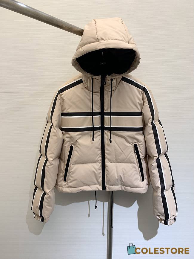 Colestore Women Dior Dioralps Hooded Cropped Puffer Jacket Pink Quilted Technical Fabric With Black Dior Star Motif - 1