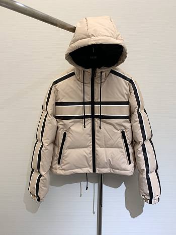 Colestore Women Dior Dioralps Hooded Cropped Puffer Jacket Pink Quilted Technical Fabric With Black Dior Star Motif