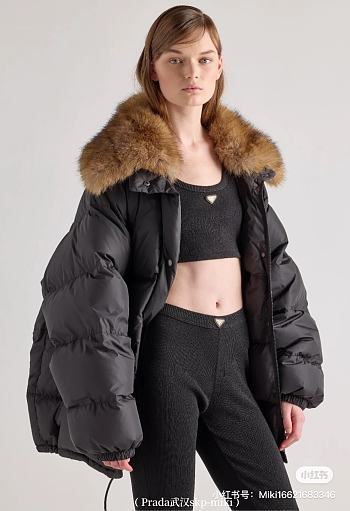 Colestore Prada Enamel triangle-logo padded jacket Black