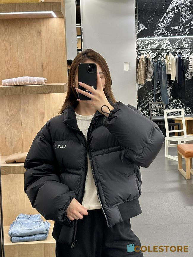 Colestore  Celine Cropped down jacket with celine print in lightweight matte nylon Black - 1