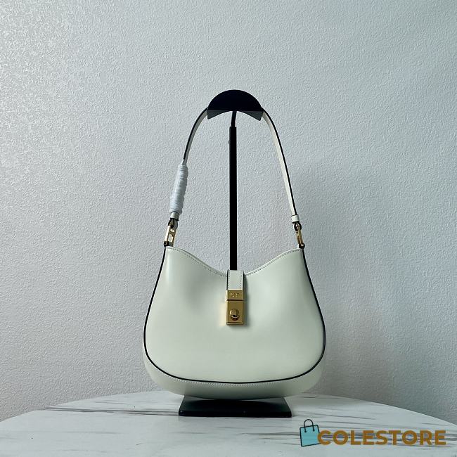 Colestore Prada Cleo Brushed Leather Bag In White 22 x 18.5 x 4.5 cm - 1