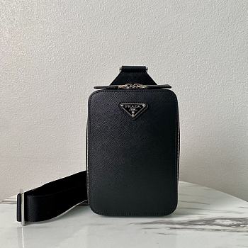Colestore Prada Crossbody Bag Saffiano Leather Black 14 x 20 x 5 cm
