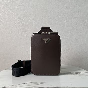 Colestore Prada Crossbody Bag Saffiano Leather Brown Chocolate 14 x 20 x 5 cm