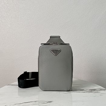 Colestore Prada Crossbody Bag Saffiano Leather Grey 14 x 20 x 5 cm