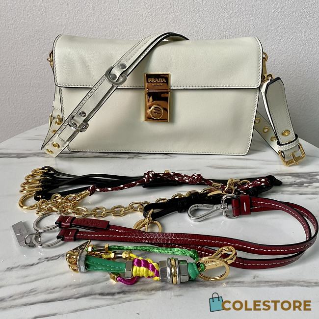 Colestore Women Prada Soft Sound small Leather shoulder bag White 24 x 13.5 x 6 cm - 1