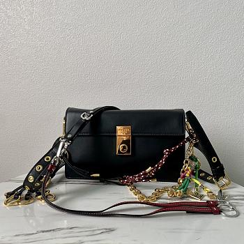 Colestore Women Prada Soft Sound small Leather shoulder bag Black 24 x 13.5 x 6 cm