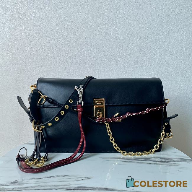 Colestore Women Prada Soft Sound Leather shoulder bag Black 35 x 19.5 x 10.5 cm - 1