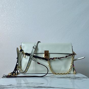 Colestore Women Prada Soft Sound Leather shoulder bag White 35 x 19.5 x 10.5 cm