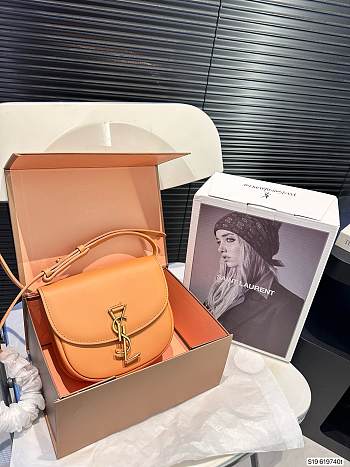 Colestore Saint Laurent YSL Kaia Small Satchel Leather Orange 18 x 16 cm