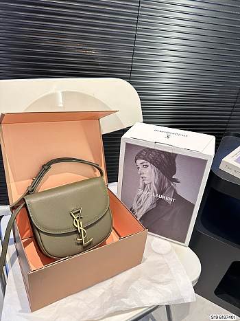 Colestore Saint Laurent YSL Kaia Small Satchel Leather Green Olive 18 x 16 cm