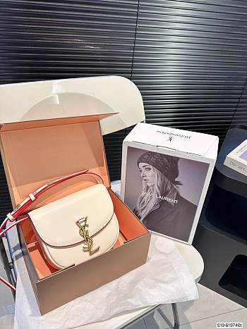 Colestore Saint Laurent YSL Kaia Small Satchel Leather White 18 x 16 cm