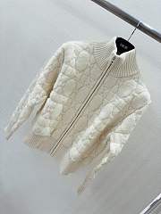 Colestore Dior Macrocannage Zipped Cardigan White Wool And Cashmere-Blend Knit White - 6