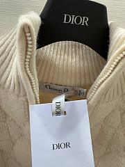 Colestore Dior Macrocannage Zipped Cardigan White Wool And Cashmere-Blend Knit White - 4