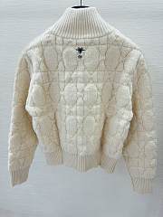 Colestore Dior Macrocannage Zipped Cardigan White Wool And Cashmere-Blend Knit White - 3