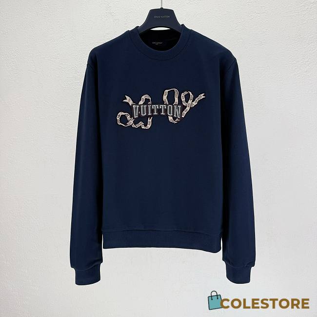Colestore Louis Vuitton embroidered-cotton-crewneck Navy Sweater - 1