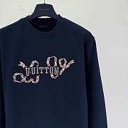 Colestore Louis Vuitton embroidered-cotton-crewneck Navy Sweater - 3