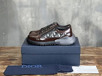 Colestore Dior Combat Derby Shoe Brown Polished Calfskin and Dior Oblique Jacquard