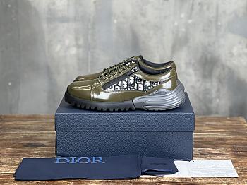 Colestore Dior Combat Derby Shoe Green Olive Polished Calfskin and Dior Oblique Jacquard