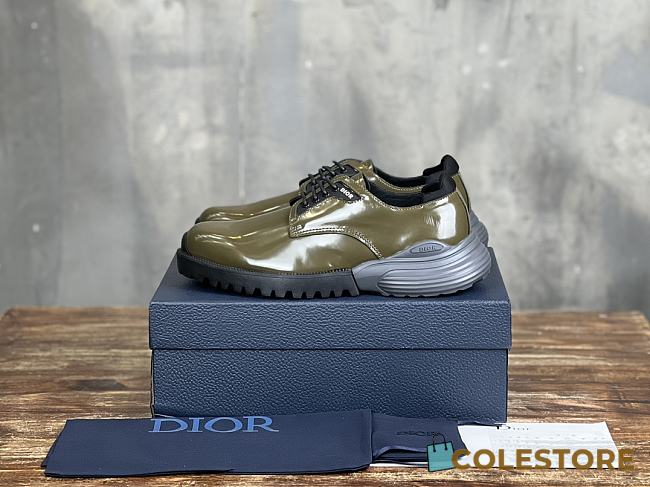 Colestore Dior Combat Derby Shoe Green Olive Polished Calfskin  - 1