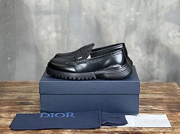 Colestore Dior Shoe Full Black Polished Calfskin Dior Oblique Jacquard Loafer