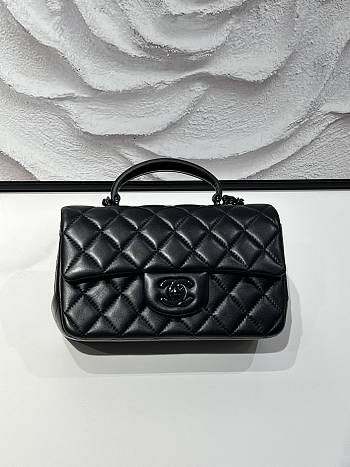 Colestore Chanel 24A Flap Bag Mini Handle Full Black 20 x 12 x 6 cm 