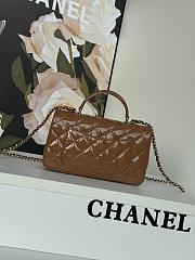 Colestore Flap Bag Mini Handle Shiny Leather Brown 20 x 12 x 6 cm - 5