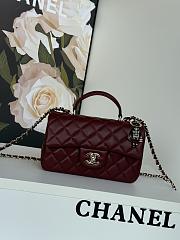Colestore Chanel Mini Flap Bag Handle Top Rouge With Chain 20 x 12 x 6 cm - 1