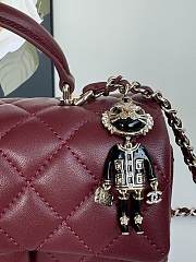Colestore Chanel Mini Flap Bag Handle Top Rouge With Chain 20 x 12 x 6 cm - 3