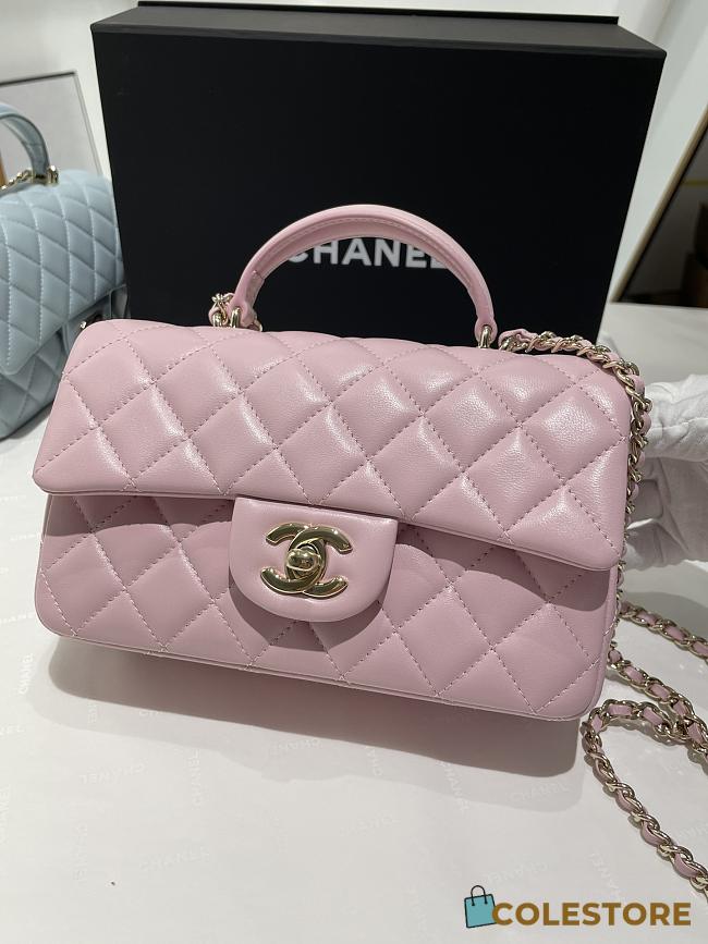 Colestore Chanel Mini Flap Handle Baby Pink 20 x 13 x 9 cm - 1