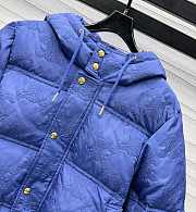 Colestore Celine Cropped Triomphe Down Jacket In Lightweight Nylon Blue  - 2