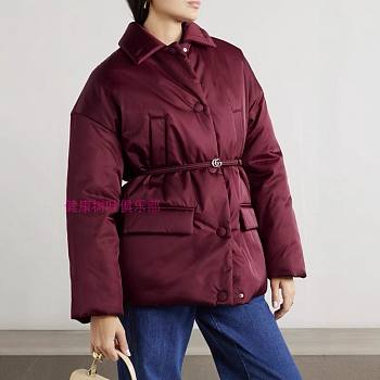 Colestore Gucci Belted appliquéd padded gabardine jacket