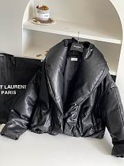 Colestore Saint Laurent YSL Cassandre Puffer Jacket In Lambskin Black  - 2