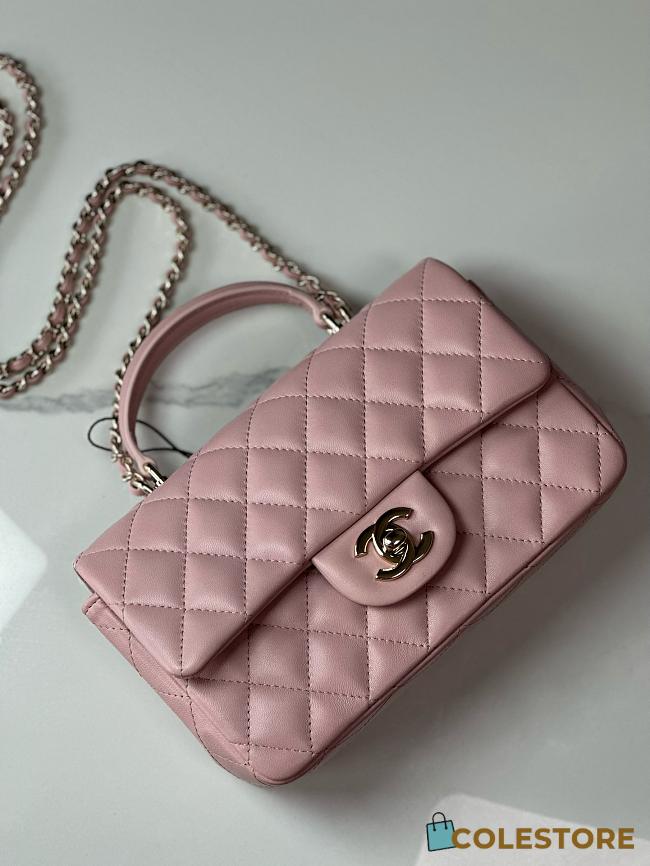 Colestore Chanel Flap Bag Top Handle Pink 20cm - 1