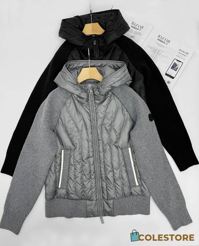 Colestore Moncler Padded Wool Zip-up Hoodie Grey  - 1