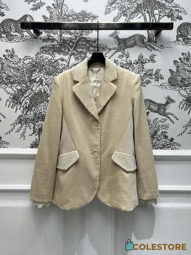 Colestore Vest Beige Corduroy Fabric - 1