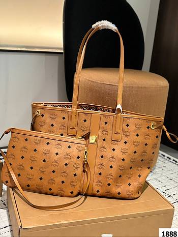 Colestore MCM Reversible Liz Shopper in Visetos Brown 36 x 27 cm