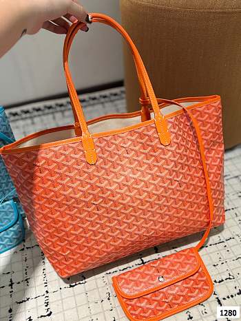 Colestore Goyard Green Anjou Tote Reversible Orange 34 x 27 cm