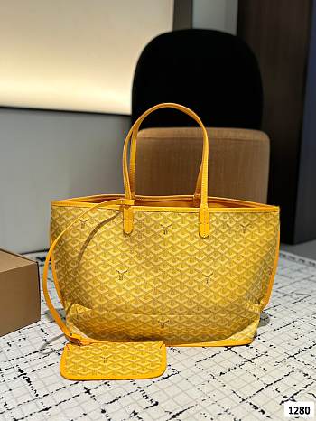 Colestore Goyard Green Anjou Tote Reversible Yellow 34 x 27 cm