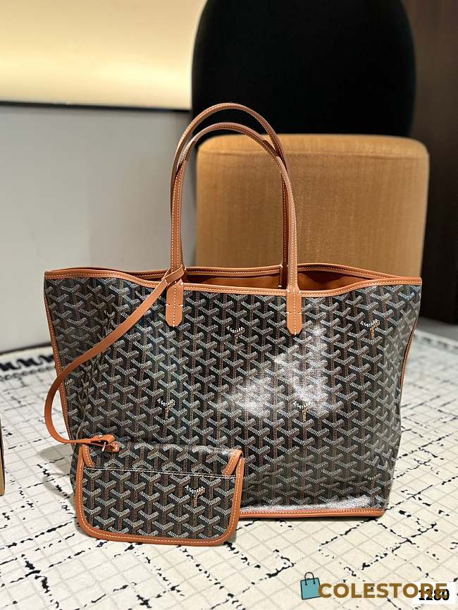 Colestore Goyard Green Anjou Tote Reversible Black Brown 34 x 27 cm - 1