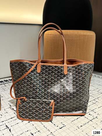 Colestore Goyard Green Anjou Tote Reversible Black Brown 34 x 27 cm