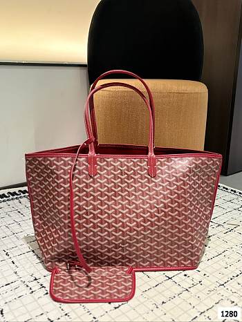 Colestore Goyard Green Anjou Tote Reversible Red Brown 34 x 27 cm