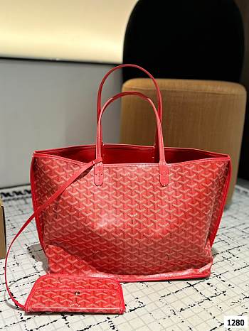 Colestore Goyard Green Anjou Tote Reversible Red 34 x 27 cm