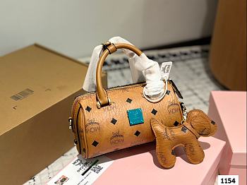 Colestore MCM Mini Boston Bag In Brown 18 x 11 cm