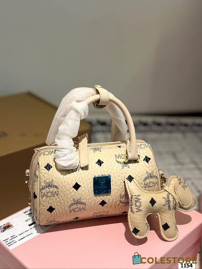 Colestore MCM Mini Boston Bag In White 18 x 11 cm - 1