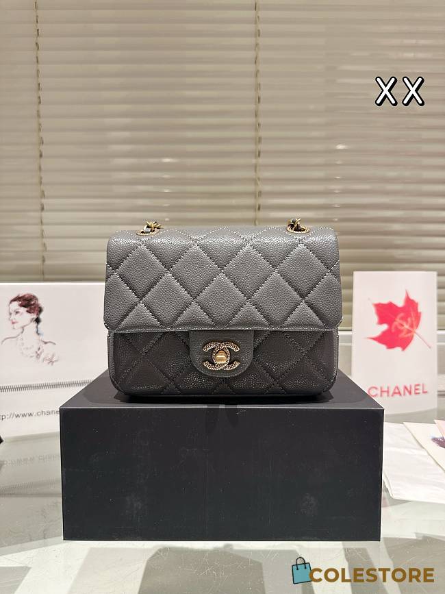 Colestore Chanel Flap Bag Caviar Grey 18 x 15 cm - 1