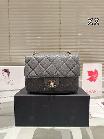 Colestore Chanel Flap Bag Caviar Grey 18 x 15 cm