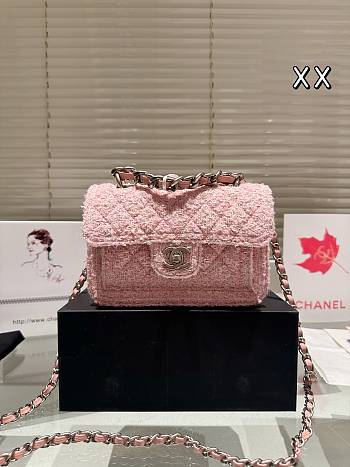 Colestore Chanel Flap Bag Tweed Pink 20 cm