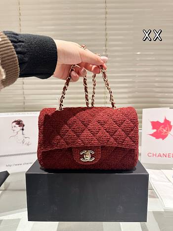 Colestore Chanel Flap Bag Tweed Rouge 20 cm