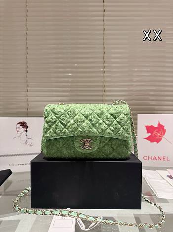 Colestore Chanel Flap Bag Tweedb Green 20 cm